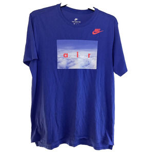Nike Air - Embroidered Logo Blue T-Shirt - Clouds Shirt Basketball Size L